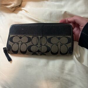 Coach Black and Tan Signature Wallet